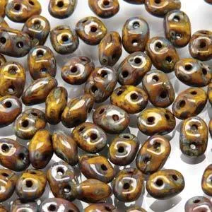 Superduo Beads, Picasso Lemon, 10g.