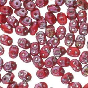 Superduo Beads, Red Rembrandt, 10g.