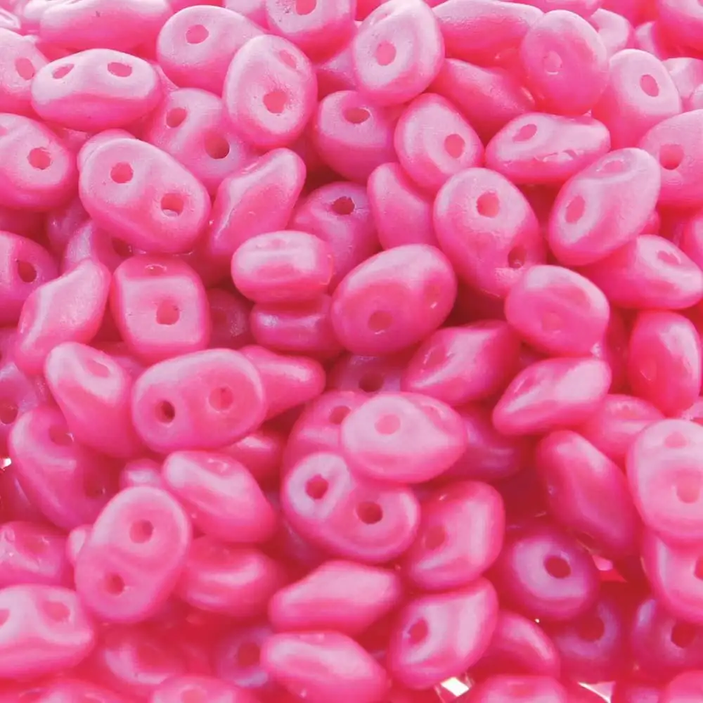Superduo Beads, Tropical Passion Pink, 10g.