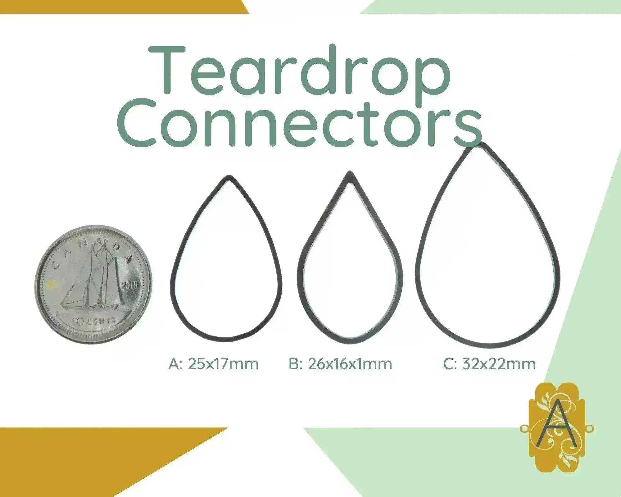 Tear Drop Connectors, 5 Finishes - Image 3