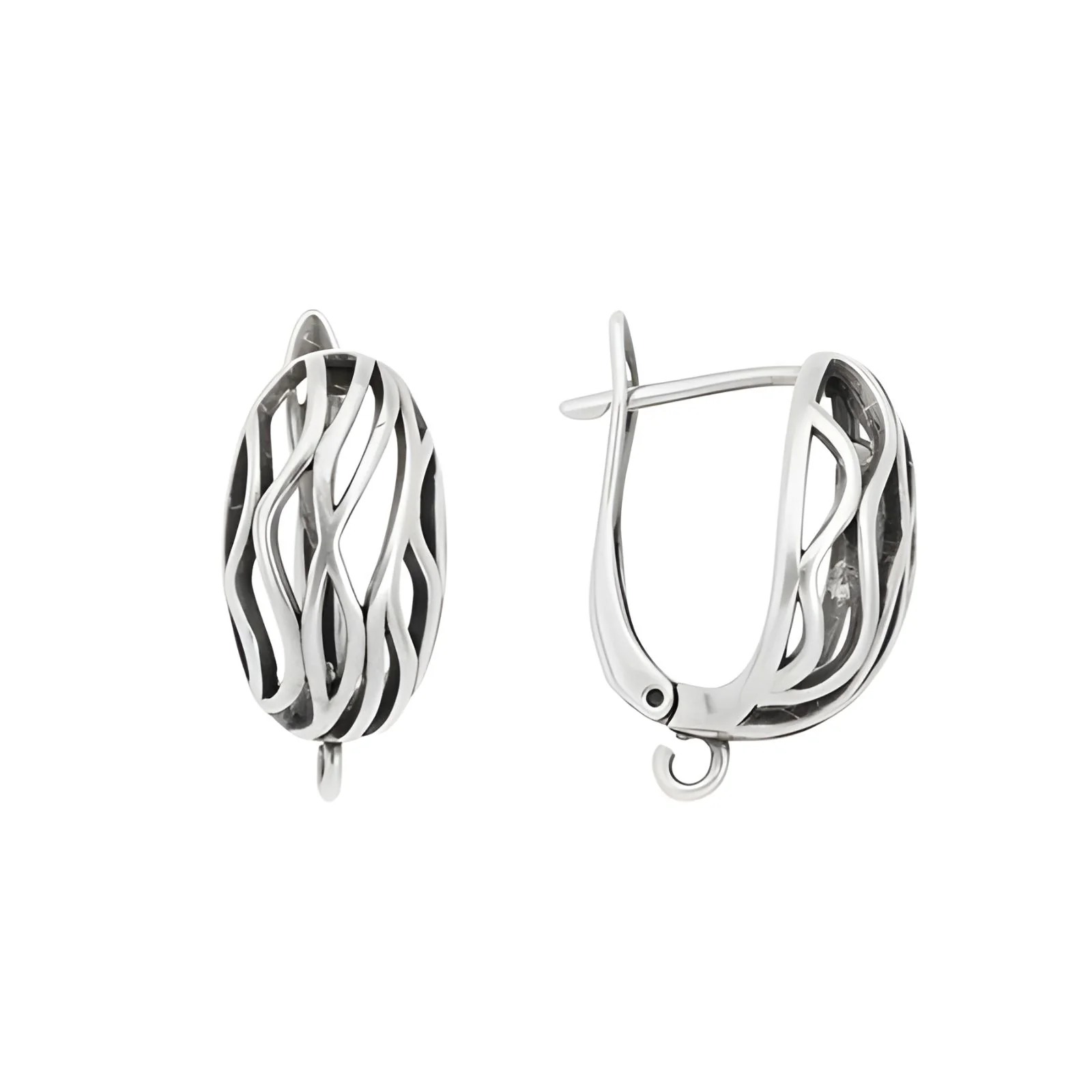 Thalassa Wave Earrings, Antique Silver, 1 Pair