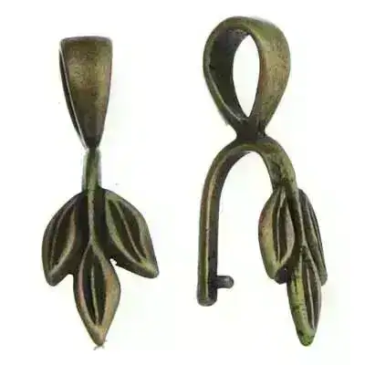 The Bronze Line, 3 Leaves Pinch Bail with Loop 2 Pieces - Image 3