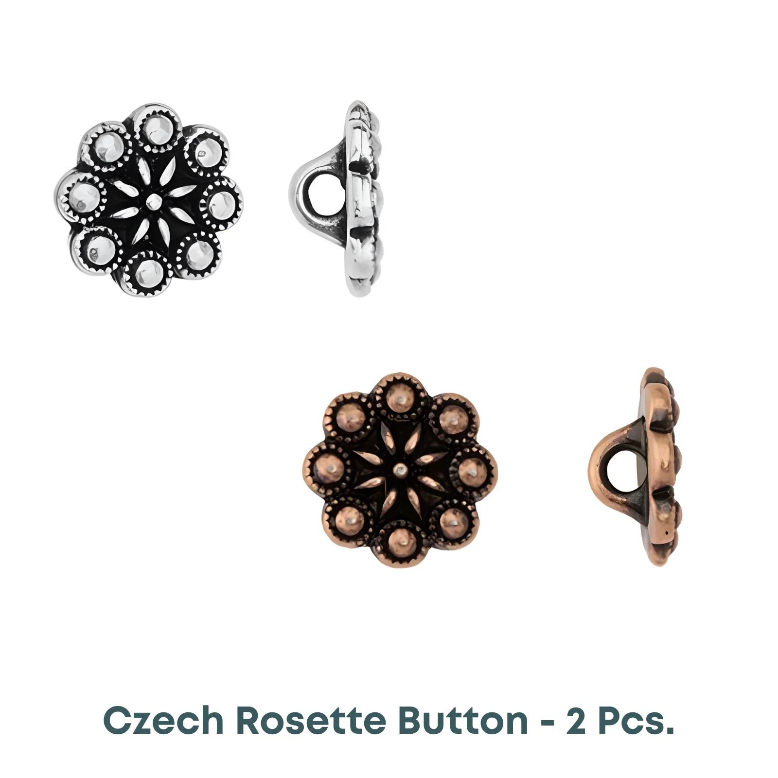 Tierracast Czech Rosette Buttons, 2 Pcs.