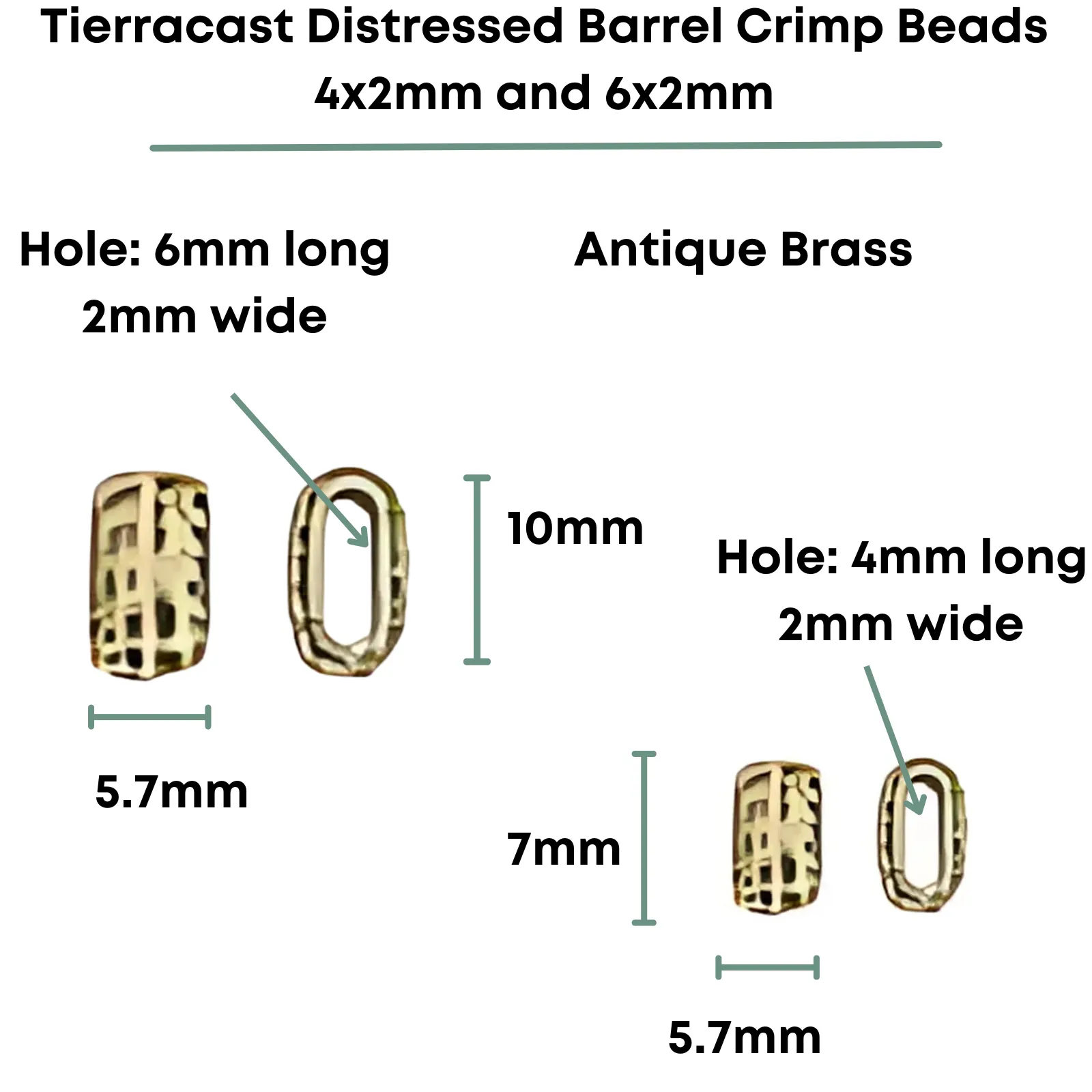 TierraCast Distressed Barrel Crimp Beads, 6x2mm & 4x2mm, 2 Pcs. - Image 6