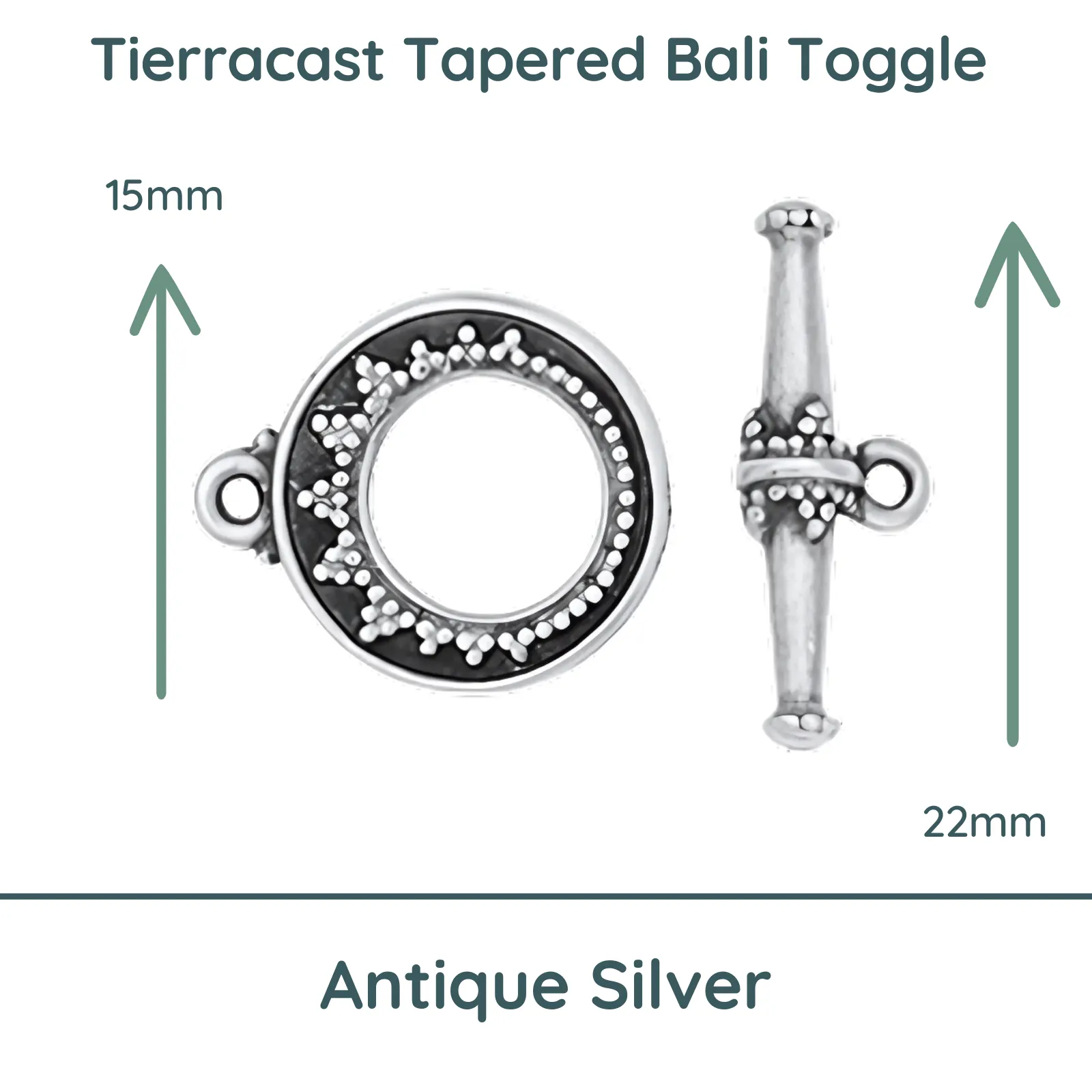 Tierracast, Tapered Bali Toggle Clasp - Image 2