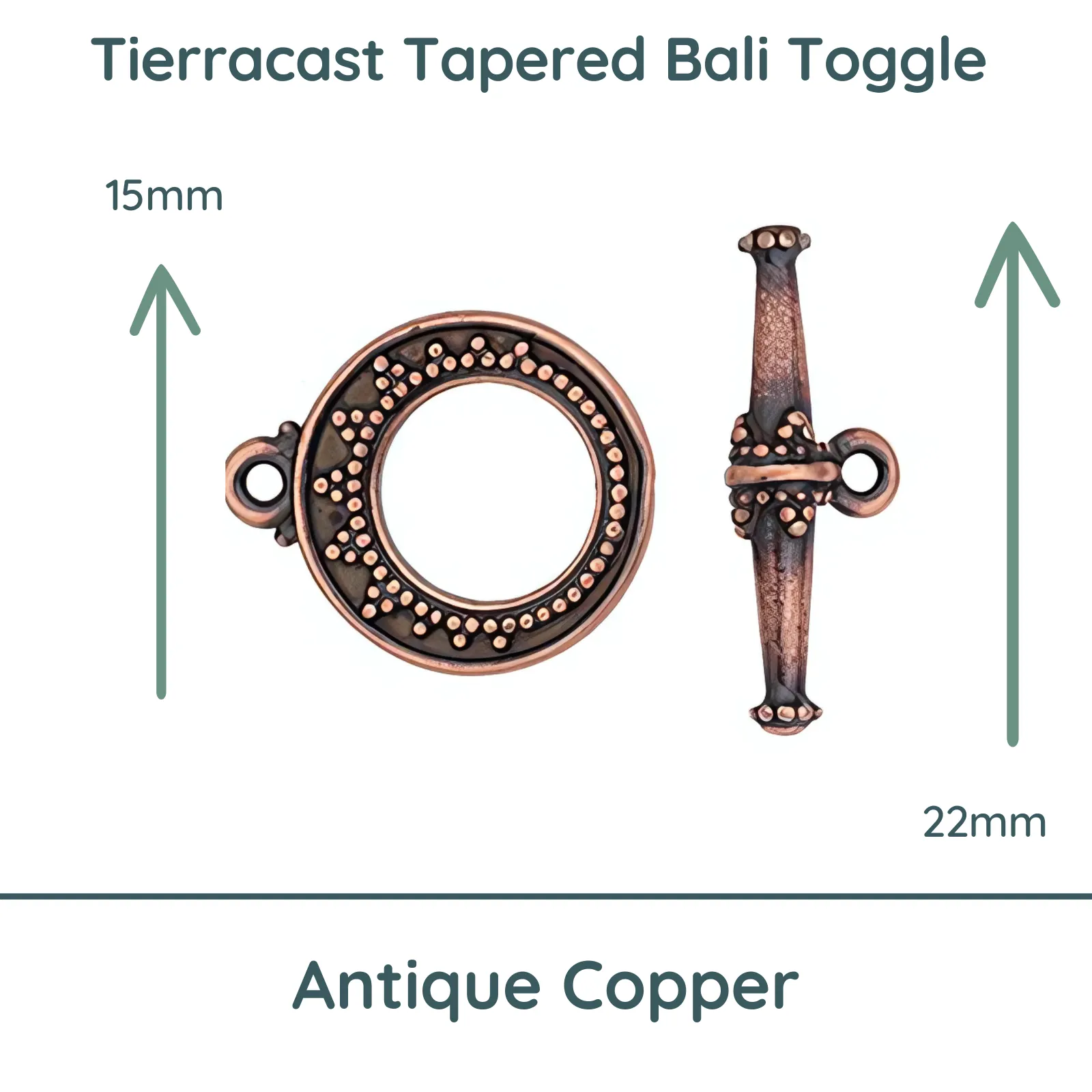 Tierracast, Tapered Bali Toggle Clasp - Image 3