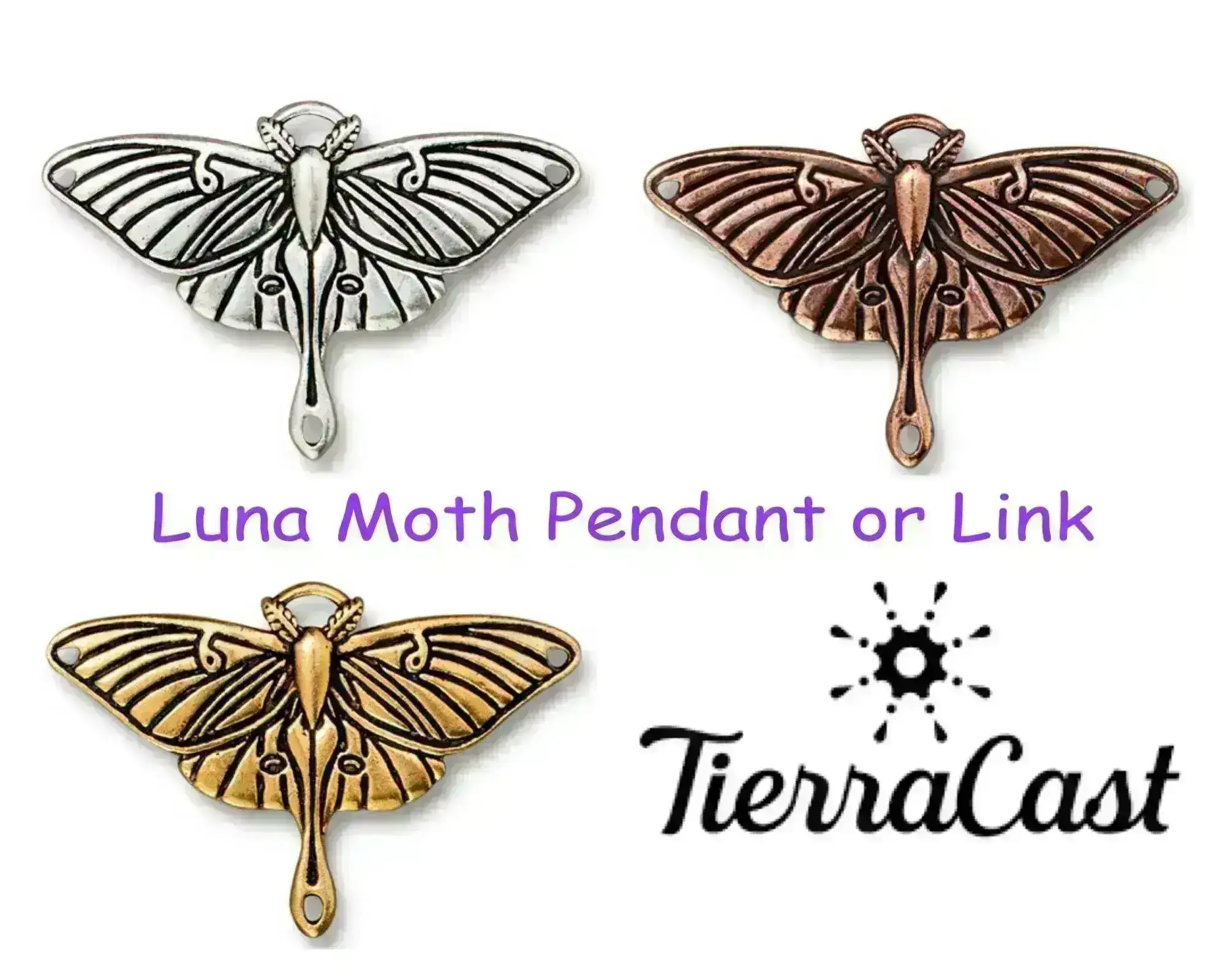 Luna Moth Pendant / Connector in 3 Finishes
