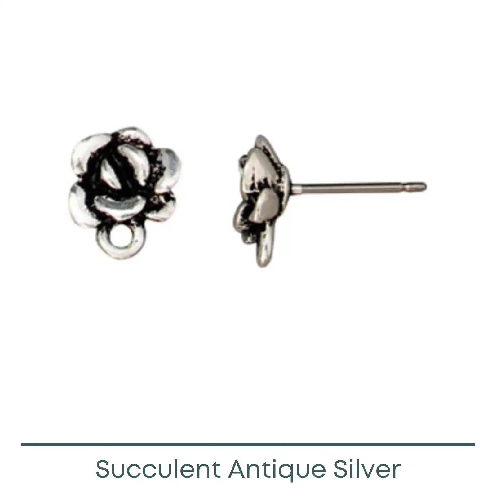 Tierracast Succulent Earring Posts or Studs, 3 Finishes - Image 3