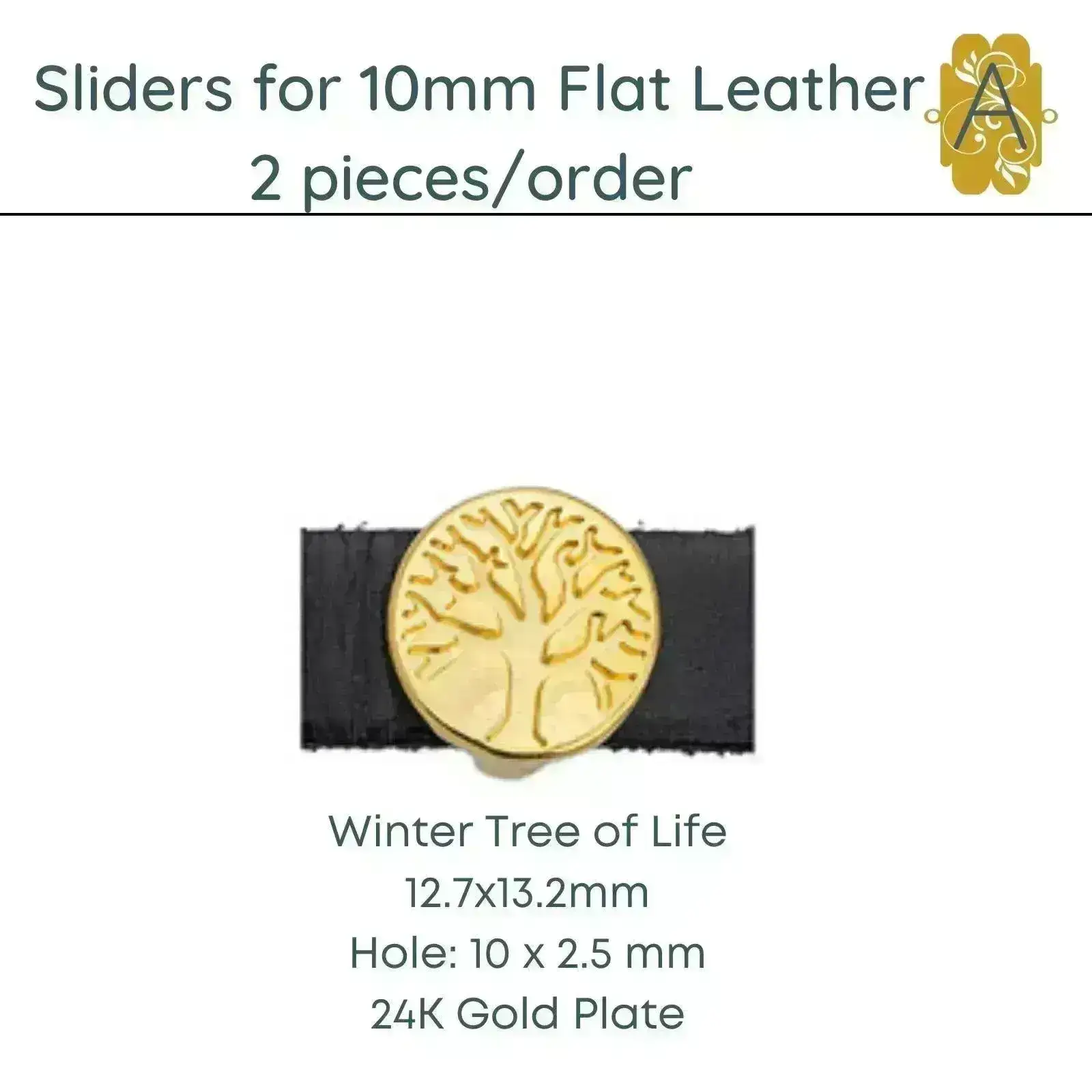 Winter Tree of Life, Sliders for 5mm and 10mm Flat Leather, 3 Finishes - Image 6