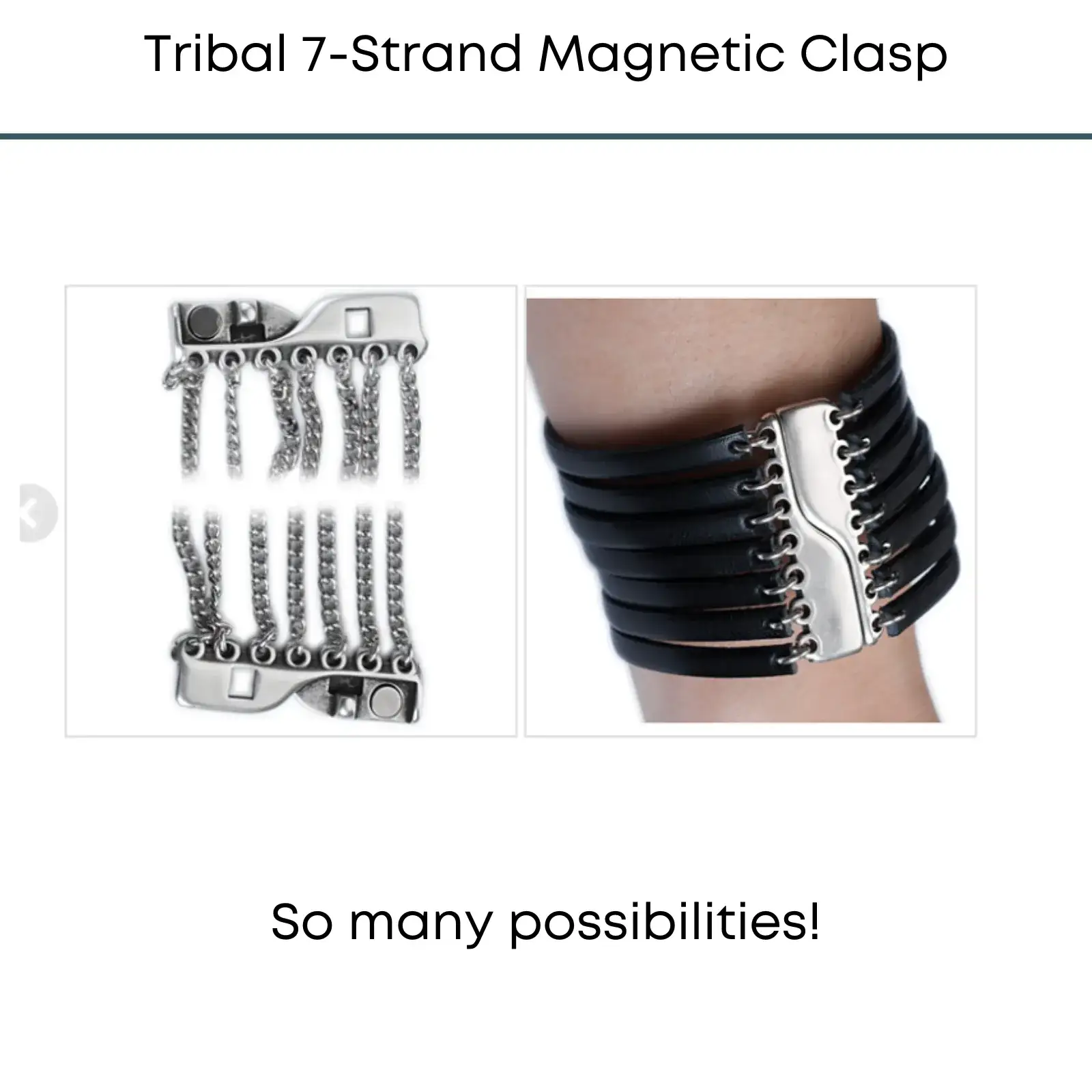 Tribal, 7-Strand Magnetic Clasp for Cuff Bracelets - Image 3