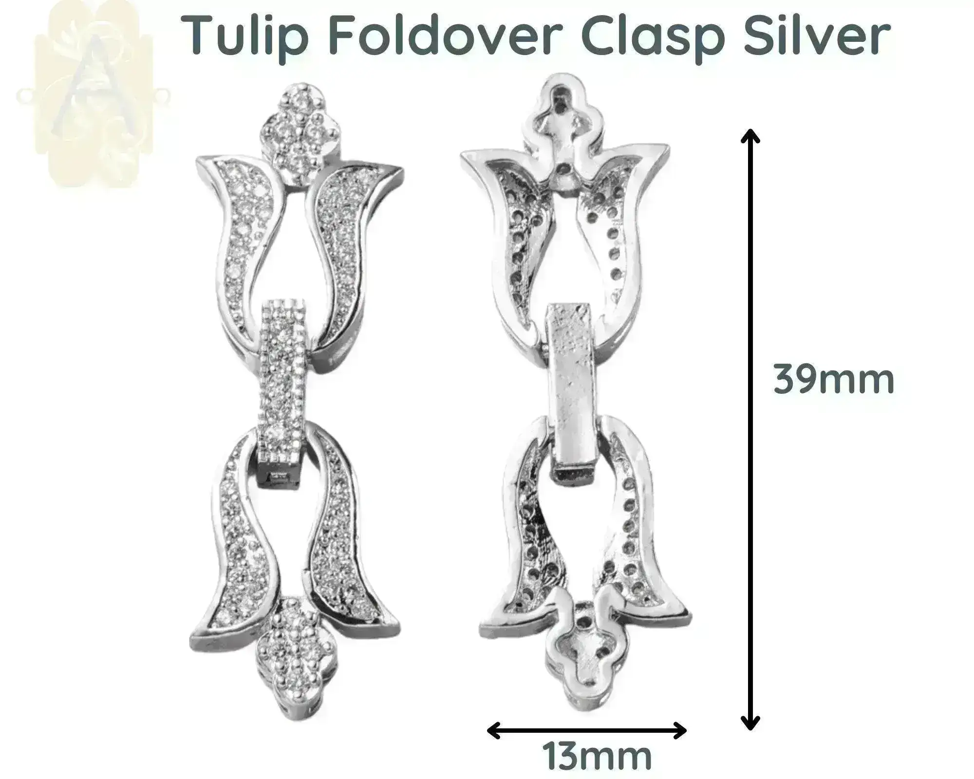 TULIP, Cubic Zirconia Fold Over Clasp, Gold or Platinum Color - Image 4