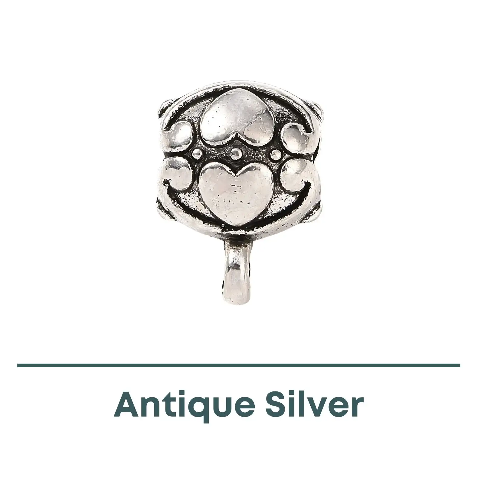 Turtle Love Bail, Antique Silver, 2 or 10 Pieces - Image 2