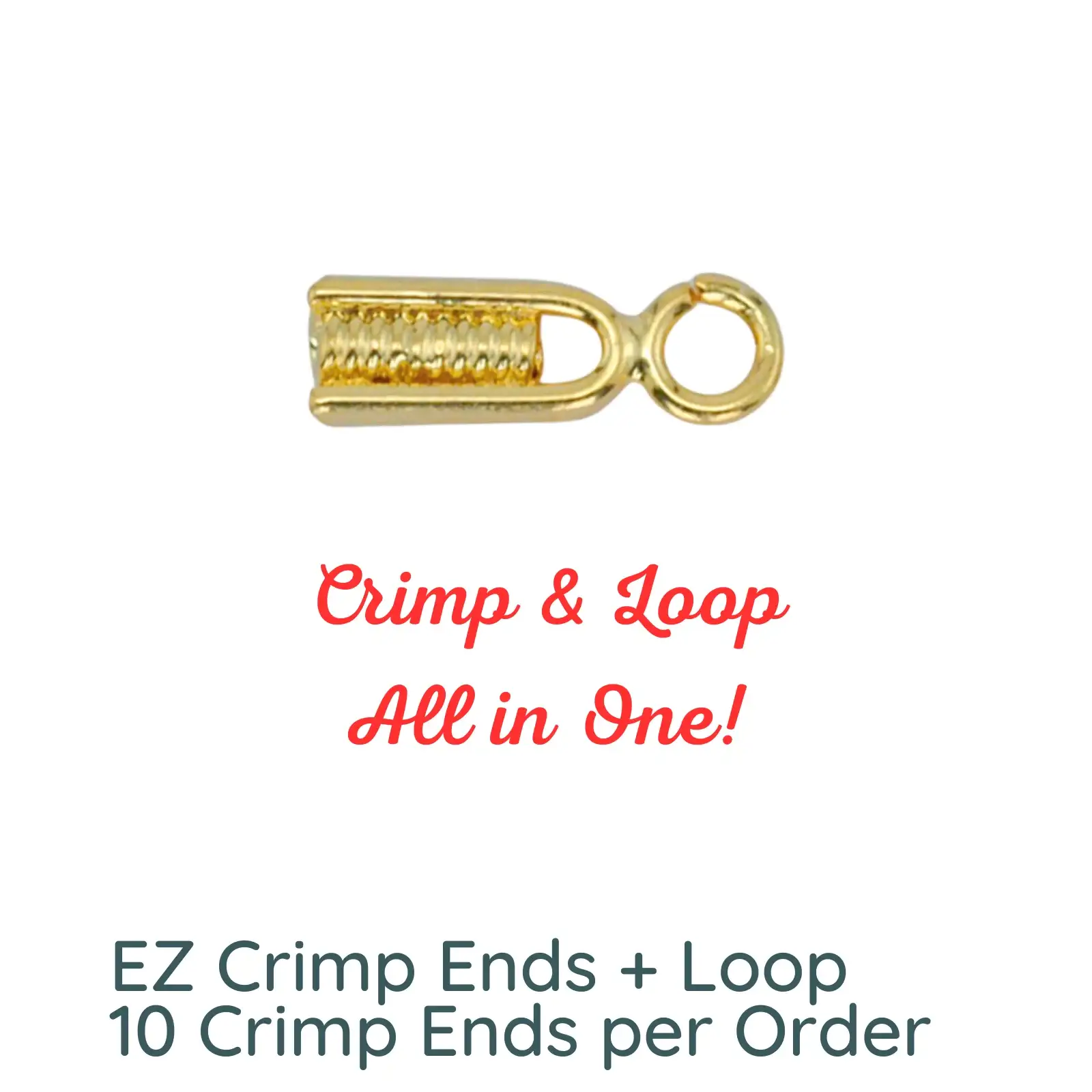 EZ Crimp Ends + Loop, 10 Pieces, Patented Ending for Wire Projects