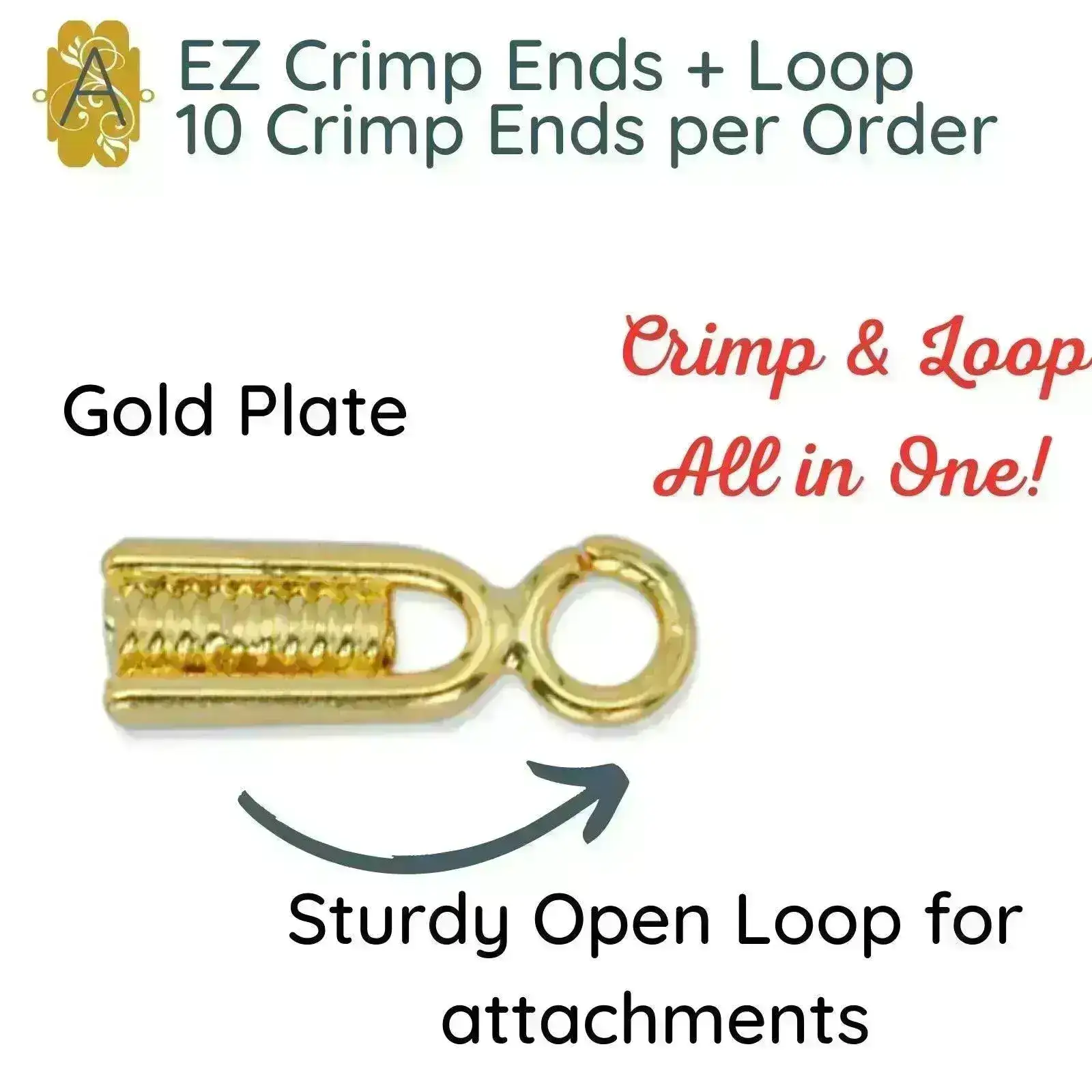 EZ Crimp Ends + Loop, 10 Pieces, Patented Ending for Wire Projects - Image 2