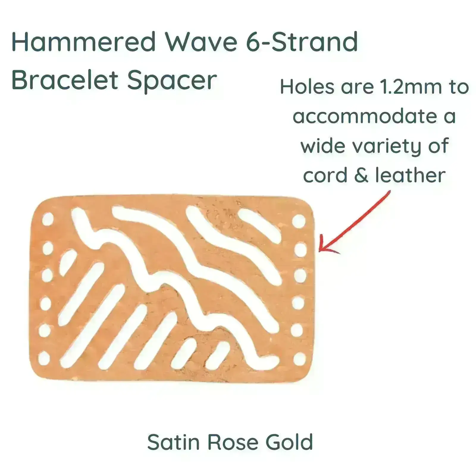 Wave, Hammered Bracelet Connector or Focal Element, 2 Finishes - Image 2