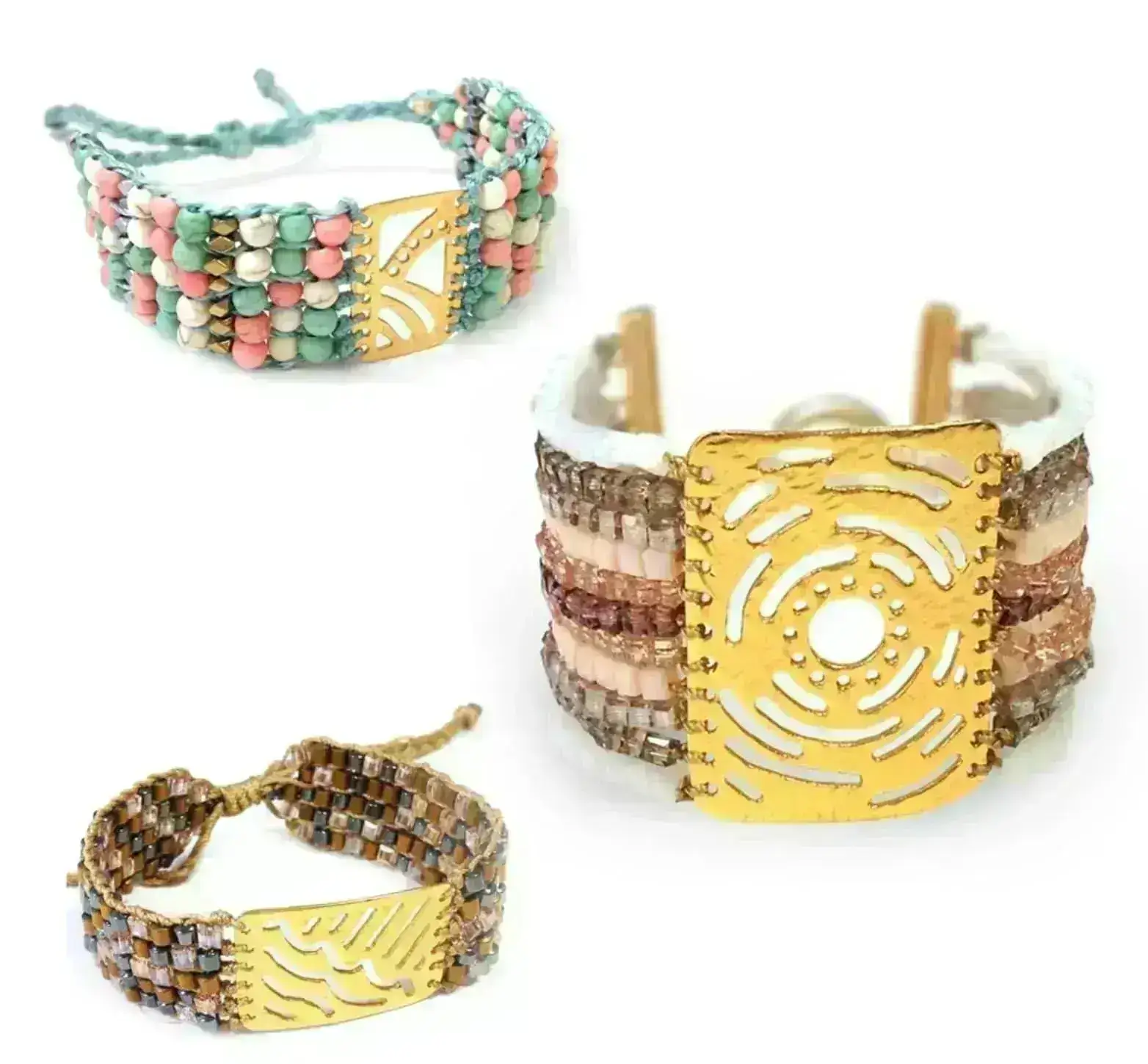 Wave, Hammered Bracelet Connector or Focal Element, 2 Finishes - Image 7