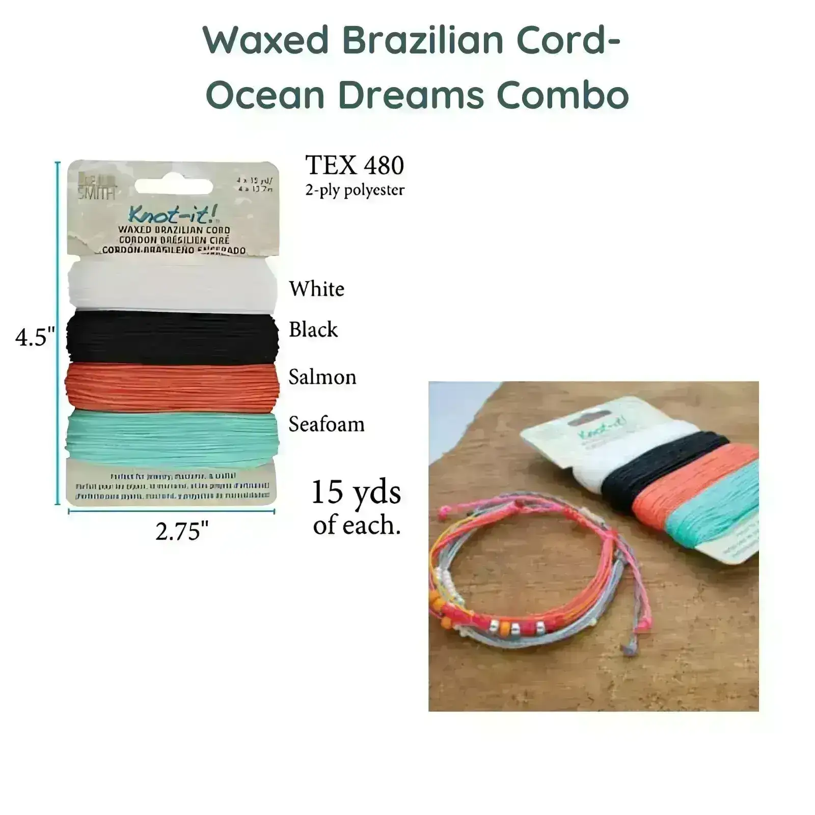 Knot-It®, Waxed Brazilian Cord, Combo Packs, 60 yards, 4 Combos, + 1 All-Black - Image 6